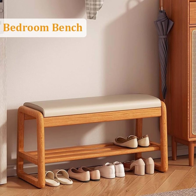 Entryway Bench 22x12x17 inch, Shoe Bench for Bedroom, 2-Tier Shoe Rack with  Padded Seat, Storage Bench for Entryway, Shoe Storage Organizer Benches for  Front Door Entrance : Home & Kitchen -