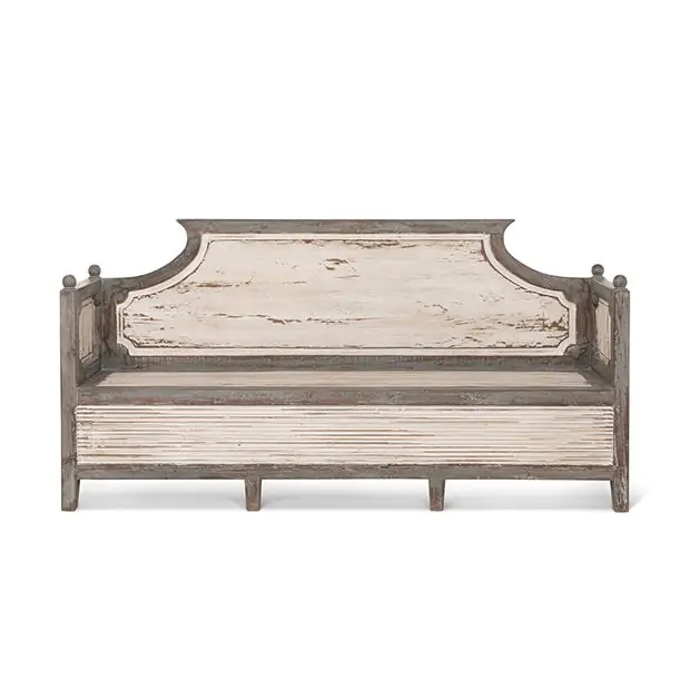 Entryway Bench Farmhouse High Back Mudroom Heavily Distressed Finish