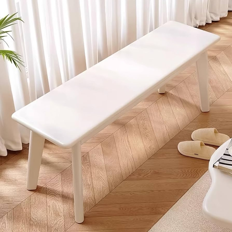 Entryway Bench Featuring Cylindrical Legs and Rounded Corners Japandi