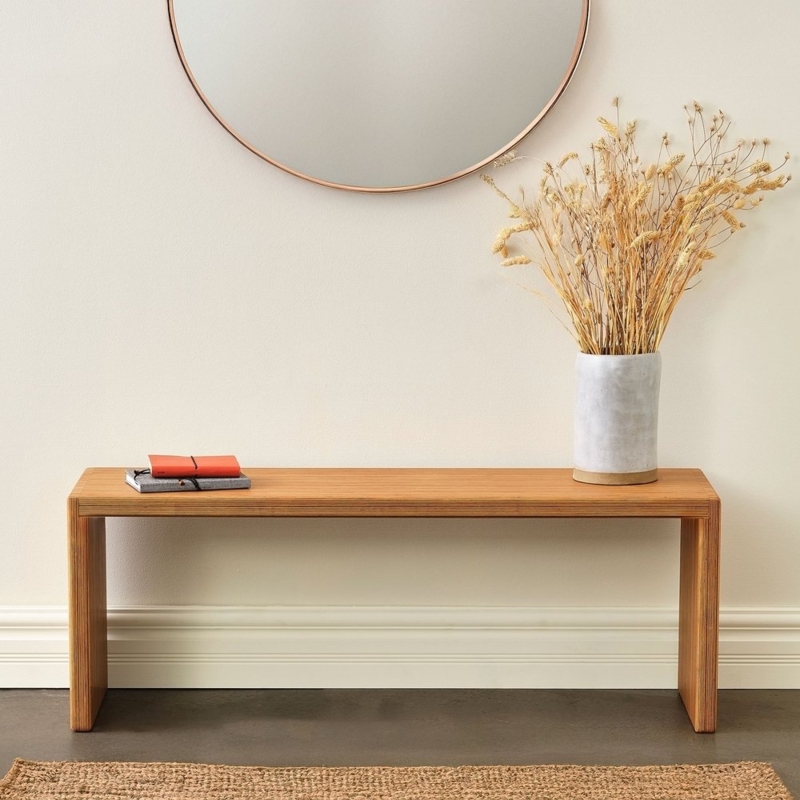 Entryway Bench Mitered Joinery Waterfall Edge Silhouette