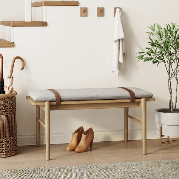 Entryway Bench Removable Cushion Tapered Legs Wood Frame