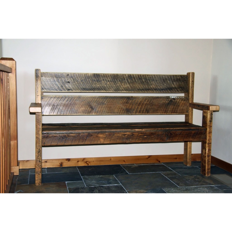 Entryway Bench Rough Sawn Texture Distressed Wood Reclaimed Hall Seating