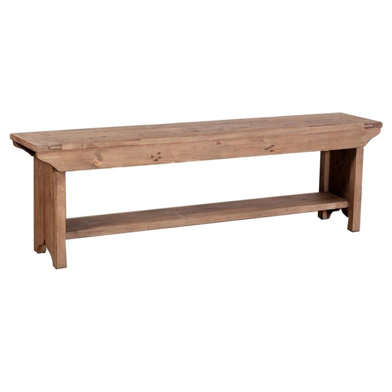 Entryway Bench Trestle Base Plank Top Distressed Wood Mudroom