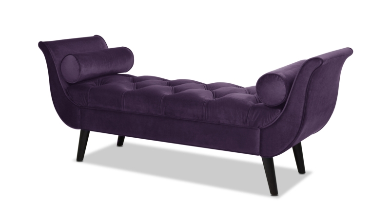 Entryway Bench with Bolster Pillows and Diamond Tufting in Velvet