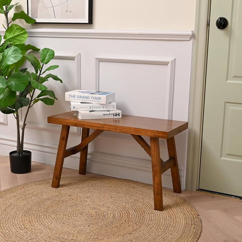 Entryway Bench with Handcrafted Look and Splayed Legs