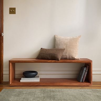Entryway Bench with Open Shelf Design and Rounded Inner Corners