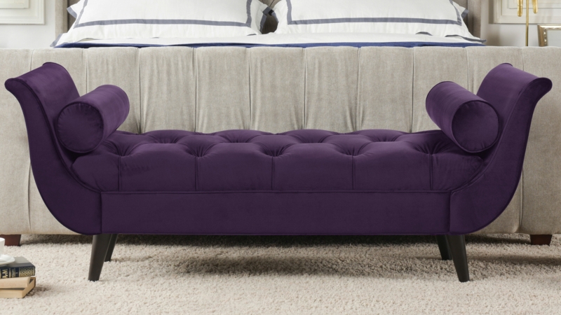Entryway Bench with Tapered Wood Legs and Diamond Button Tufting