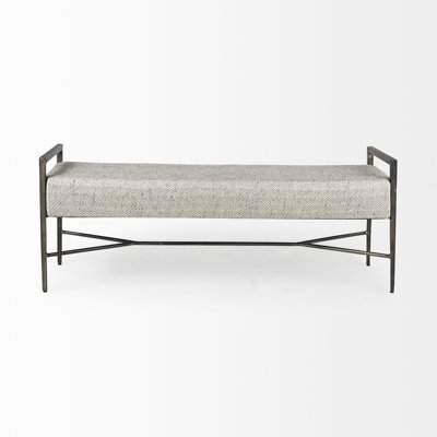 Entryway Bench X Frame Base Stretcher Cream Modern Farmhouse