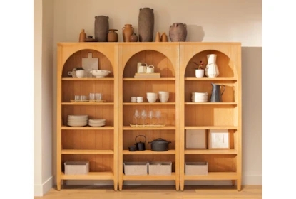 Espresso Arched Bookcase Set for Transitional Wall Units