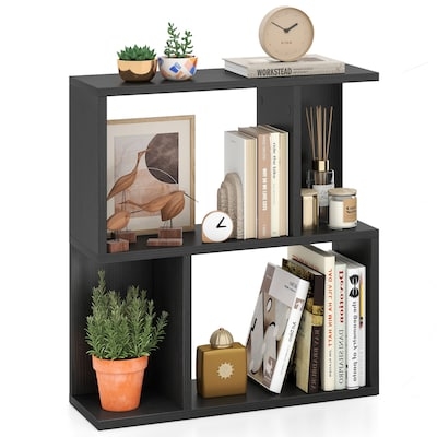 Espresso Finish Bookcase X-Frame Sides for Modern Farmhouse Home Office