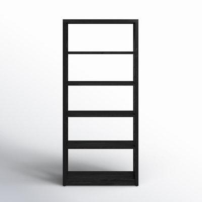 Etagere Bookcase Black Metal Frame Wood Shelves Industrial X-Back