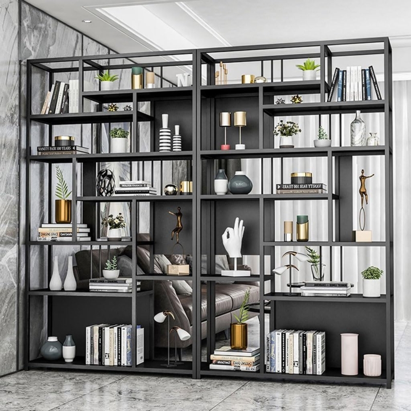Etagere Bookcase Gold and White Polished Arched Modern Glam