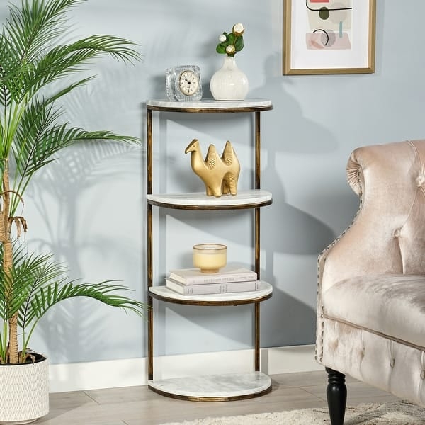 Etagere Bookcase Semi-Circular with Marble Pattern
