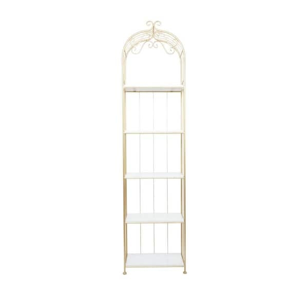 Etagere Bookcase Six Tier Design Gold And Marble Luxe Display