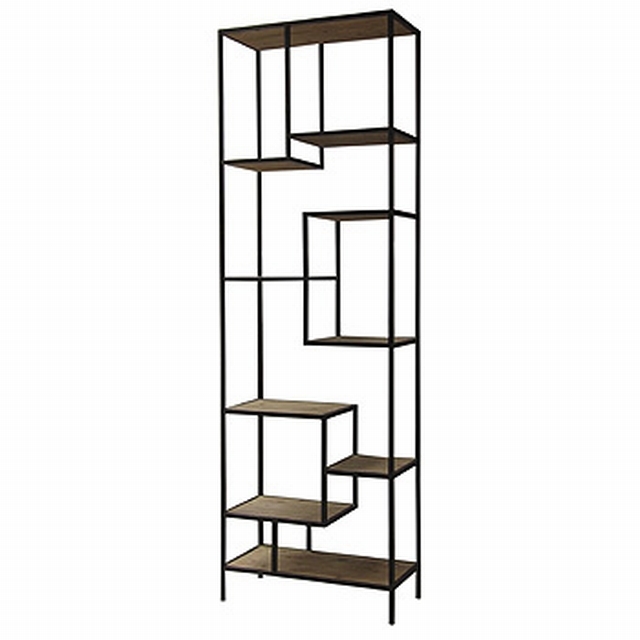 Etagere Bookcase Thick Shelves Wood and Iron Industrial Style