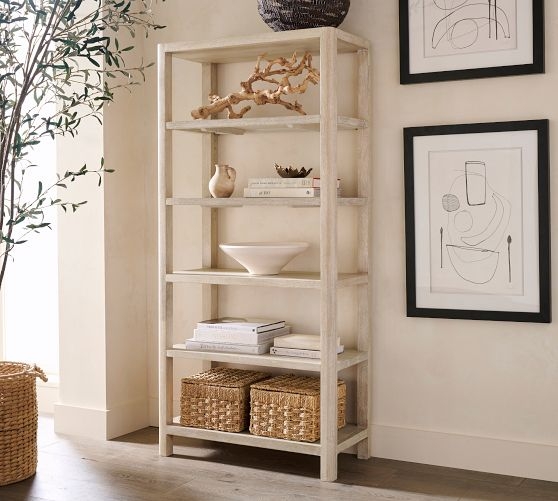 Etagere Bookcase with Sandwash Finish & Thick Block Frame Design