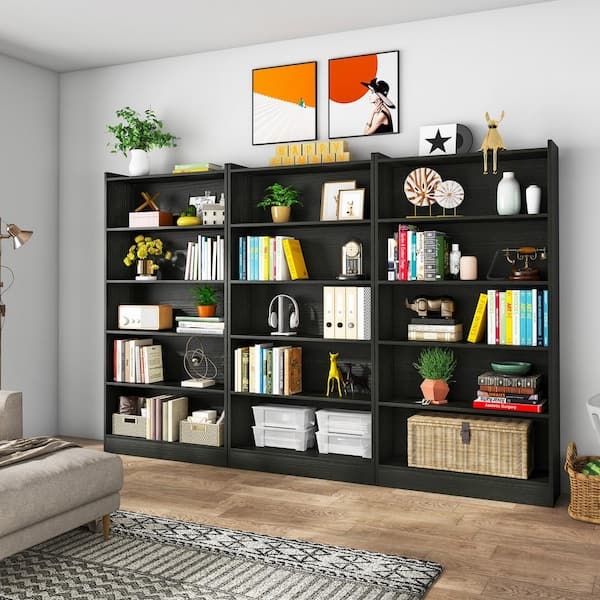 Etagere Bookcase with Six-Tier Open Shelving, Industrial Metal Frame