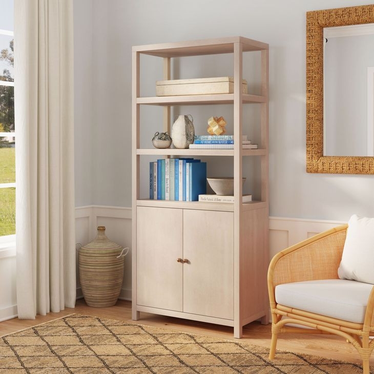Etagere Bookcase, X-Back Frame, Three Tier, Low Profile.