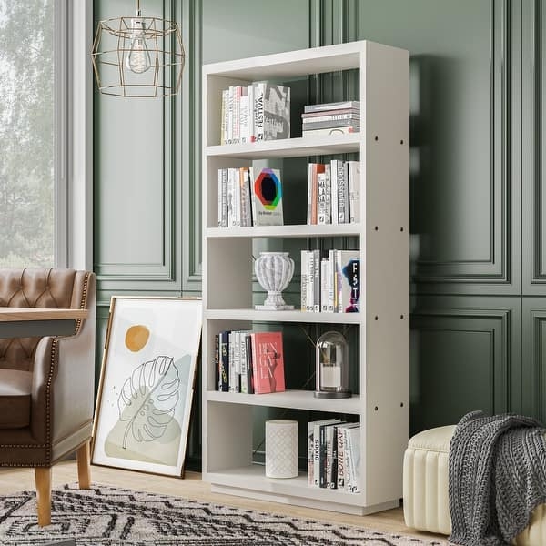 Etagere Bookshelf, Gold Metal Frame, Five Tier, Glam Style