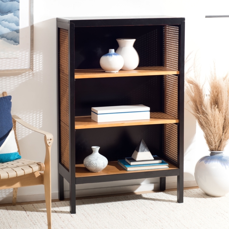Etagere Bookshelf Wood Grain Texture Three Shelves Minimalist