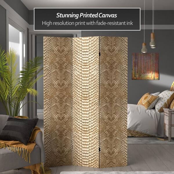 Exotic Snake Print Room Divider 3-Panel Folding Canvas Texture