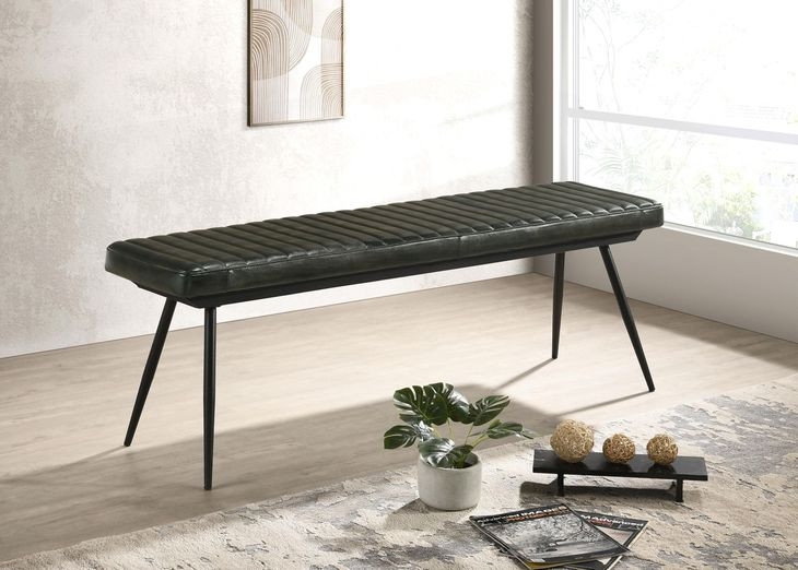 Extra Long Bench, Channel Tufted with Metal Legs