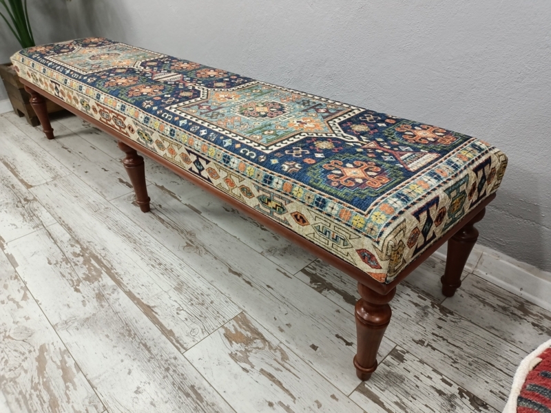Extra Long Upholstered Bench Cognac Leather Look Living Room Seating