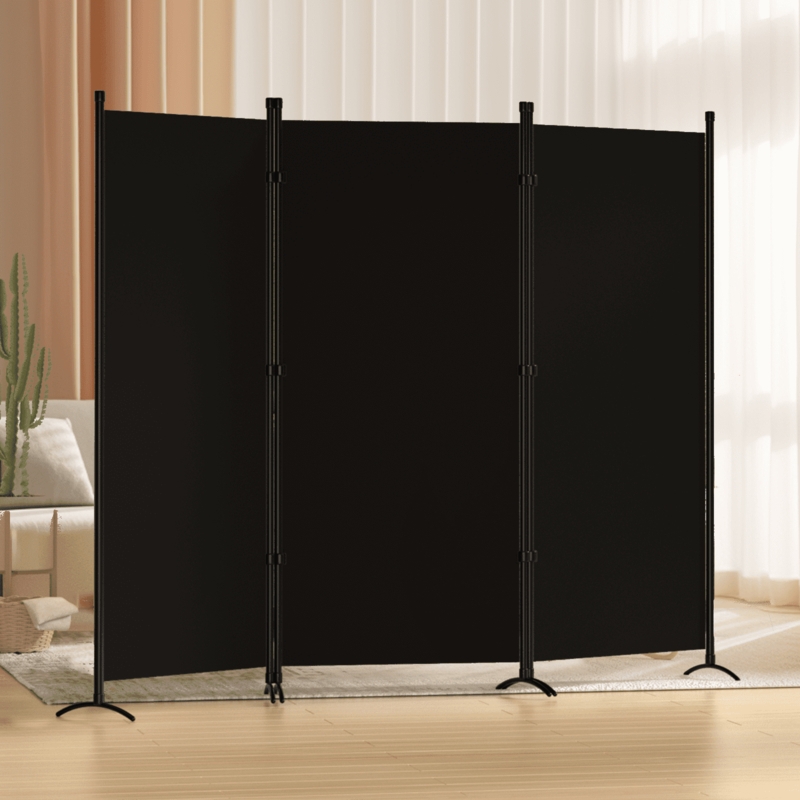 Fabric Folding Room Divider Three Panel Stabilizing Feet Matte Finish