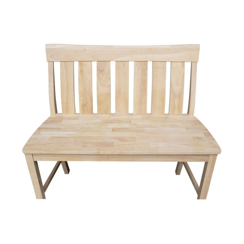Farmhouse Counter Height Bench Wood Grain Finish X-Back