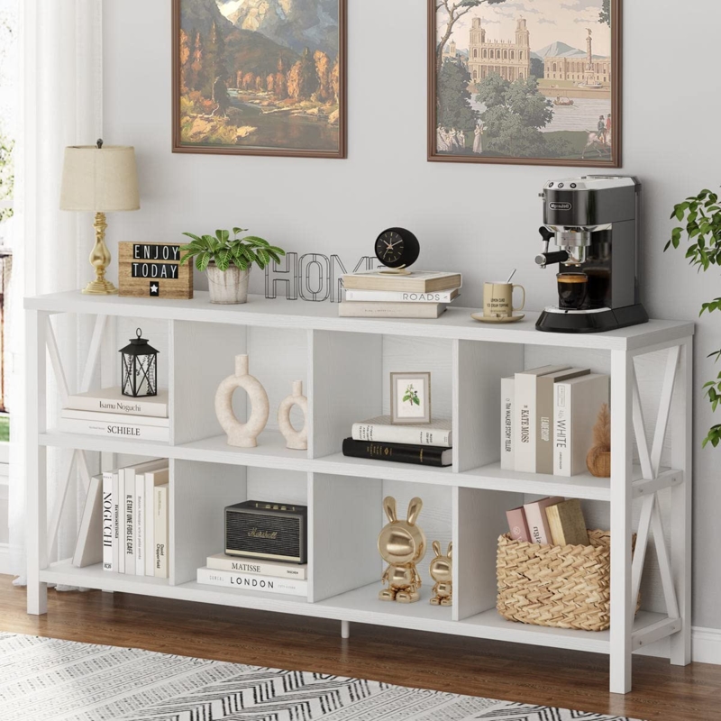 Farmhouse Horizontal 8-Cube Bookcase in White Oak