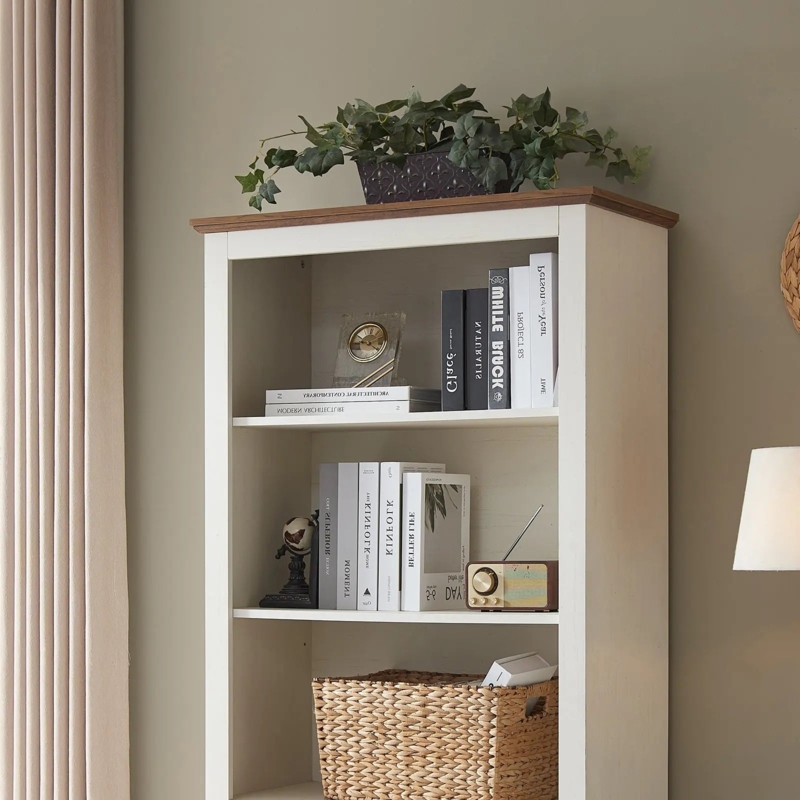 Farmhouse Storage Cabinet, Rustic White, Barn Doors, X-Brace Detail