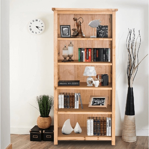 Five-Shelf Bookcase, Dark Espresso Finish with Solid Back Panel