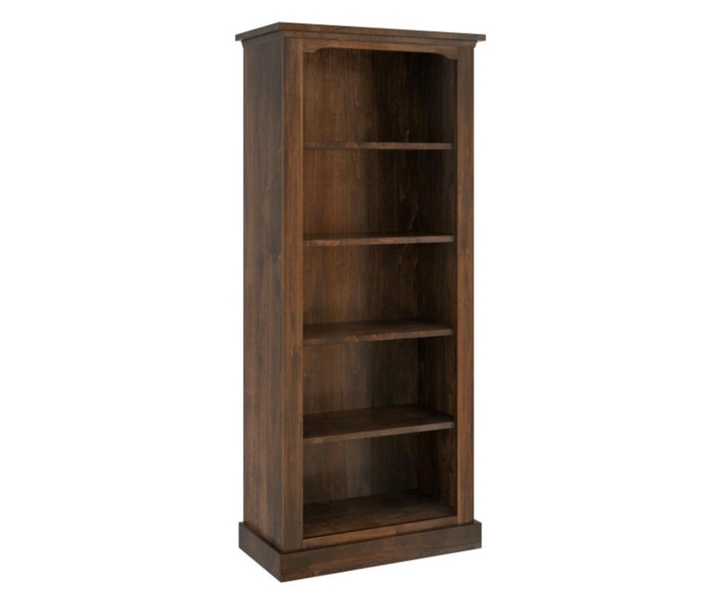 Five-Tier Bookcase Arched Base Crown Molding Traditional Wood Styling