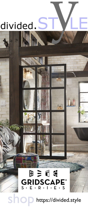 Fixed Panel Factory Window Partition. Black Grid Industrial Screen.