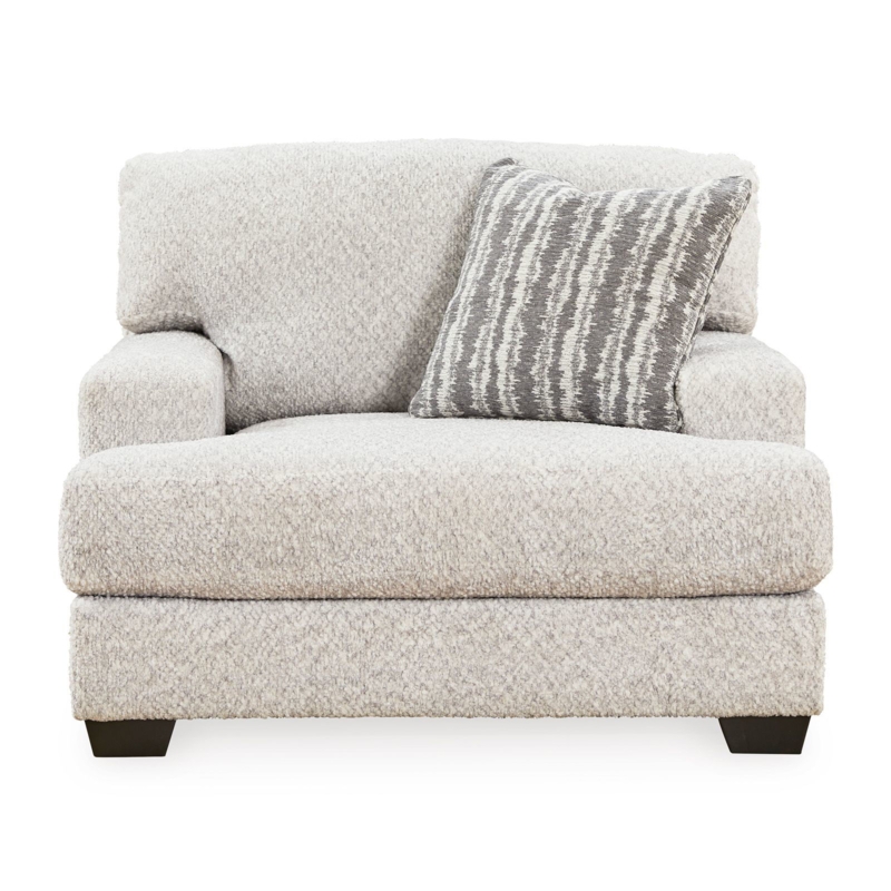 Flannel-Like Accent Chair in Charcoal Grey with Sloped Track Arms