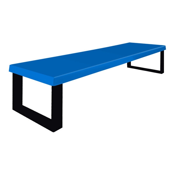 Flat Bench: Extra Long Seating with Regal Blue Color and U-Shaped Legs