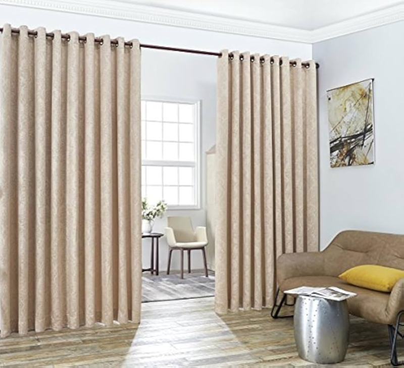 Flexible Room Divider Curtains Extra Wide Width Grommet Top Texture