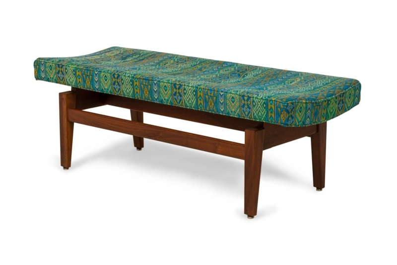 Floating Seat Bench, Blue and Green Geometric Pattern