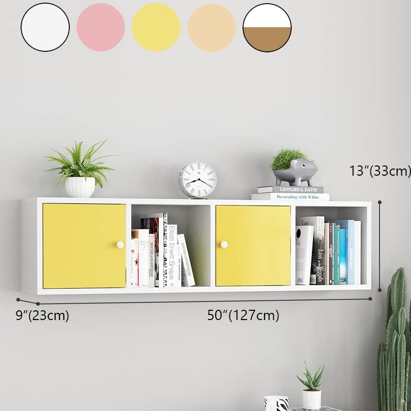 Floating Shelf Yellow Finish Vibrant Cubby Storage Cabinet