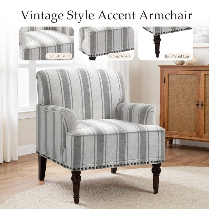 Floral Accent Chair Set of 2 Blue Print Nailhead Trim Traditional