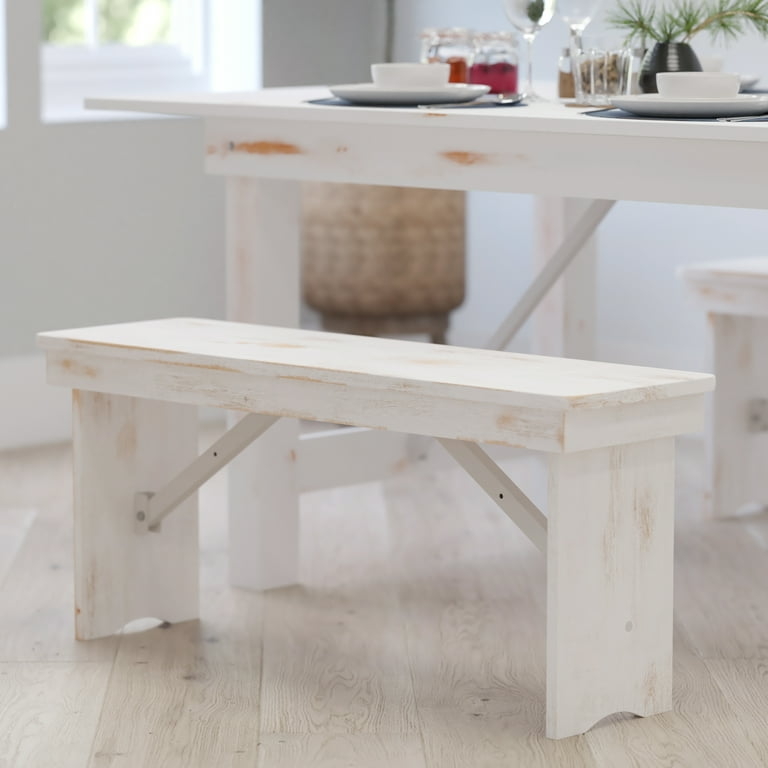 Folding Bench in White Farmhouse Style for Rustic Mudroom Seating Ideas
