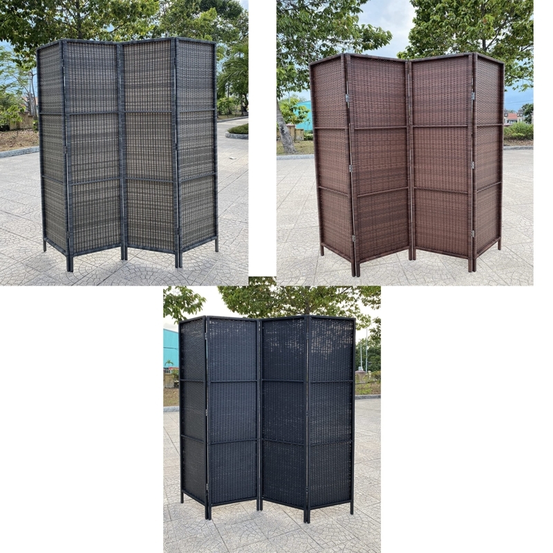 Folding Resin Wicker Privacy Screen, Weather Resistant