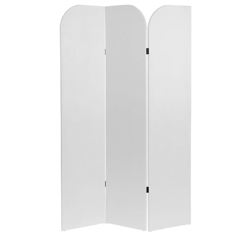Folding Room Divider Velvet Upholstered Arched Top 3 Panel Screen