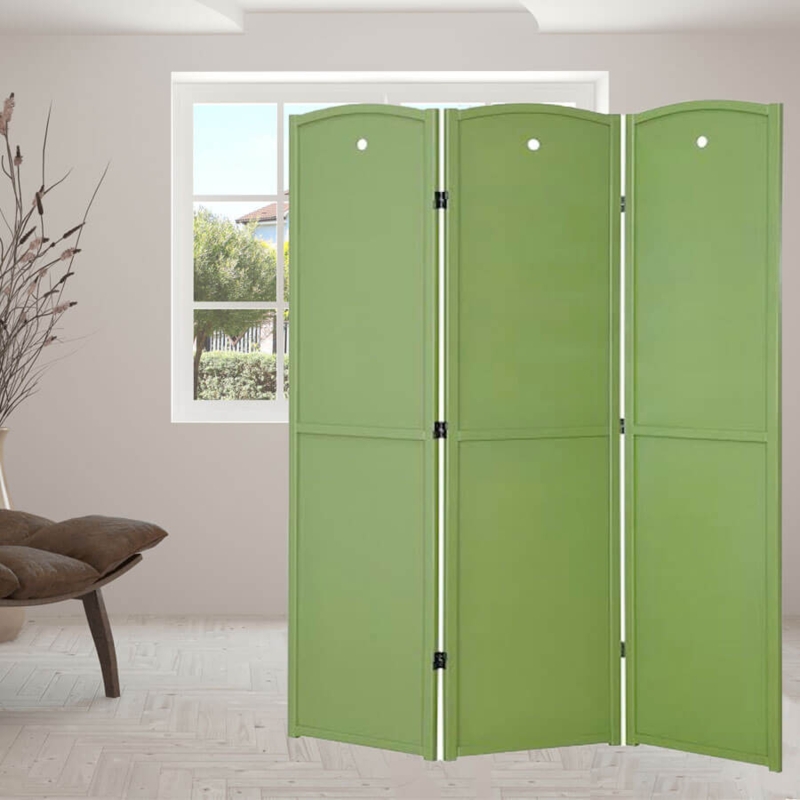 Folding Screen Lime Green Arched Top Circular Cutouts