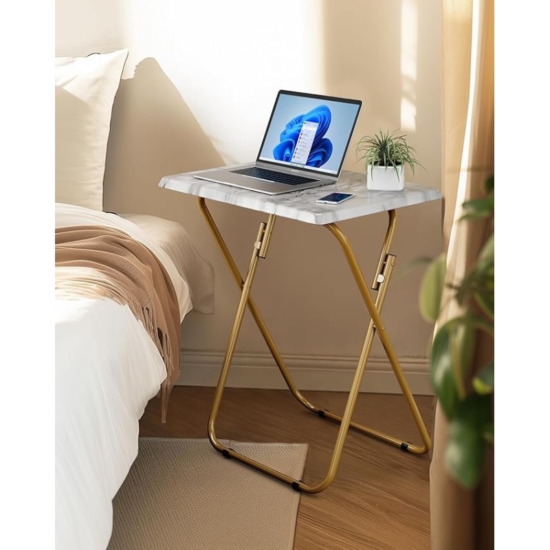 Folding Table Natural Wood Toned Finish with Rounded Corners