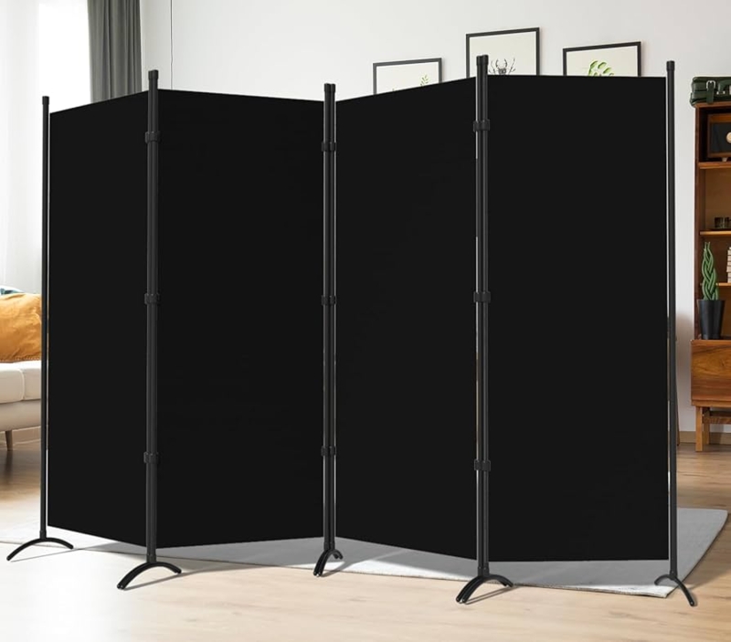 Four Panel Room Divider Fabric Arched Stabilizer Feet Privacy Screen