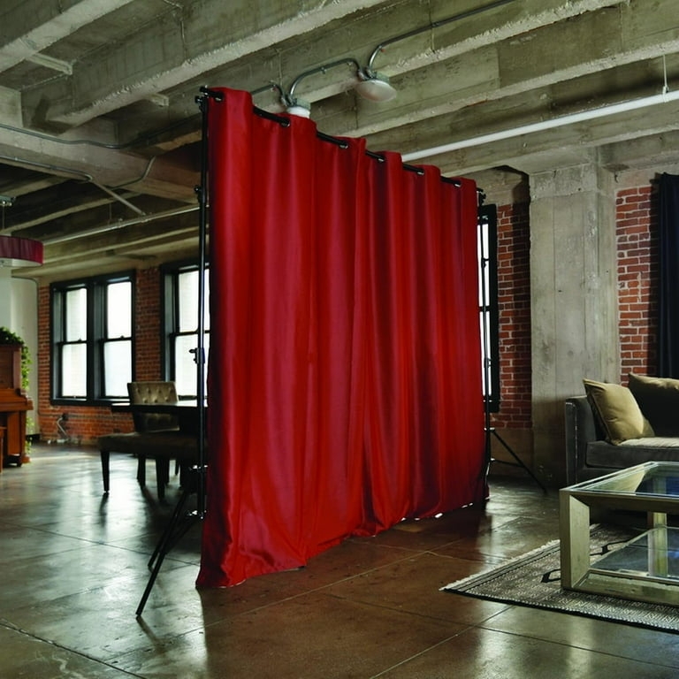 Freestanding Room Divider Curtain, Sierra Red Fabric & Metal Frame