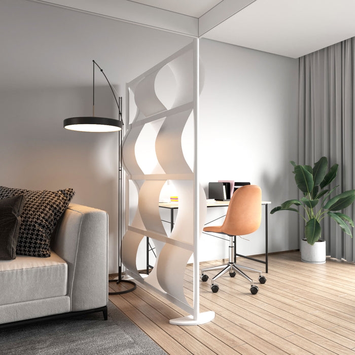 Freestanding Room Divider White Wavy Sculptural Panels Modern Screen