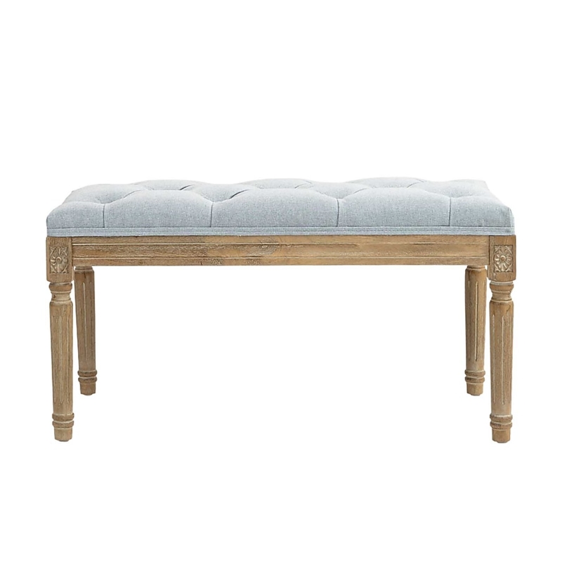French Country Accent Bench with Fluted Legs and Rosette Carvings