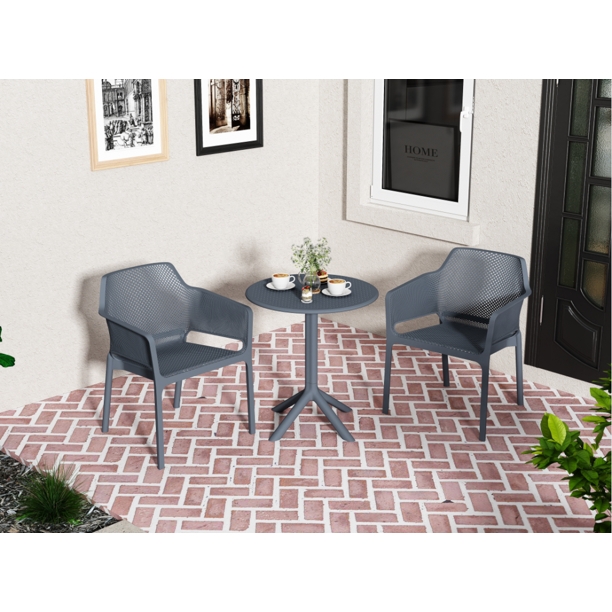 Furniture Set, Charcoal Grey Molded Chairs Pedestal Table, Office Lounge